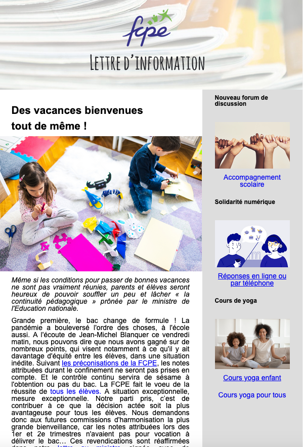 Newsletter : Coronavirus - semaine 4