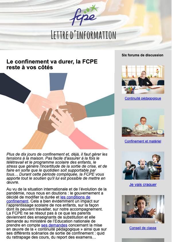 Newsletter : Coronavirus - semaine 3