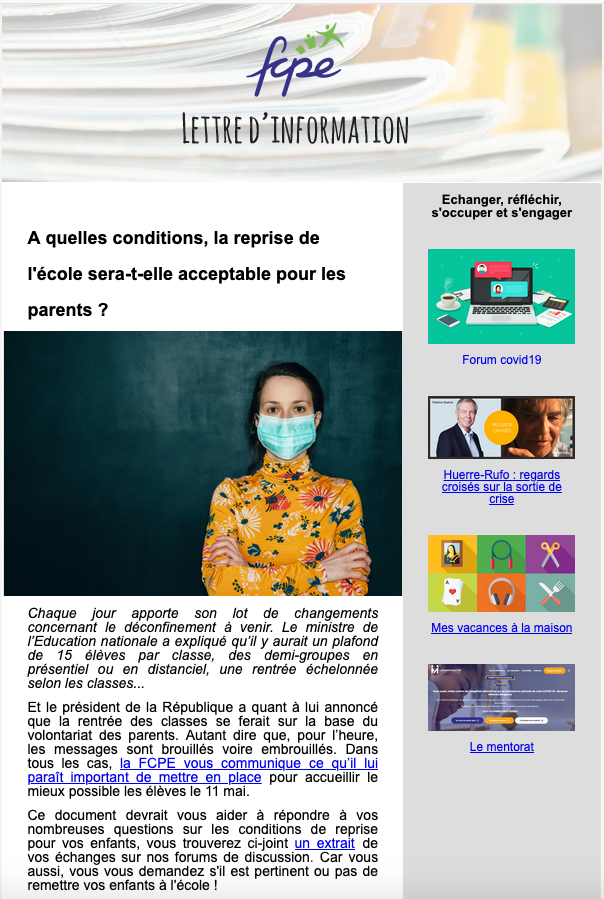 Newsletter : Coronavirus - semaine 7