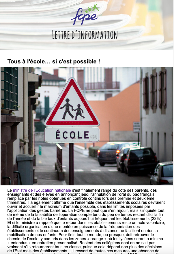 newsletter post confinement semaine 12