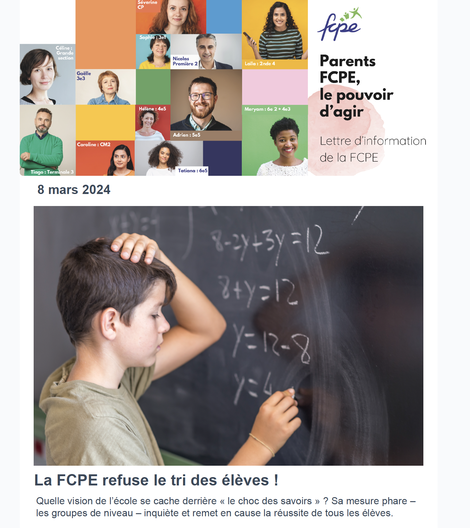 Lettre d'information - 8 mars 2024