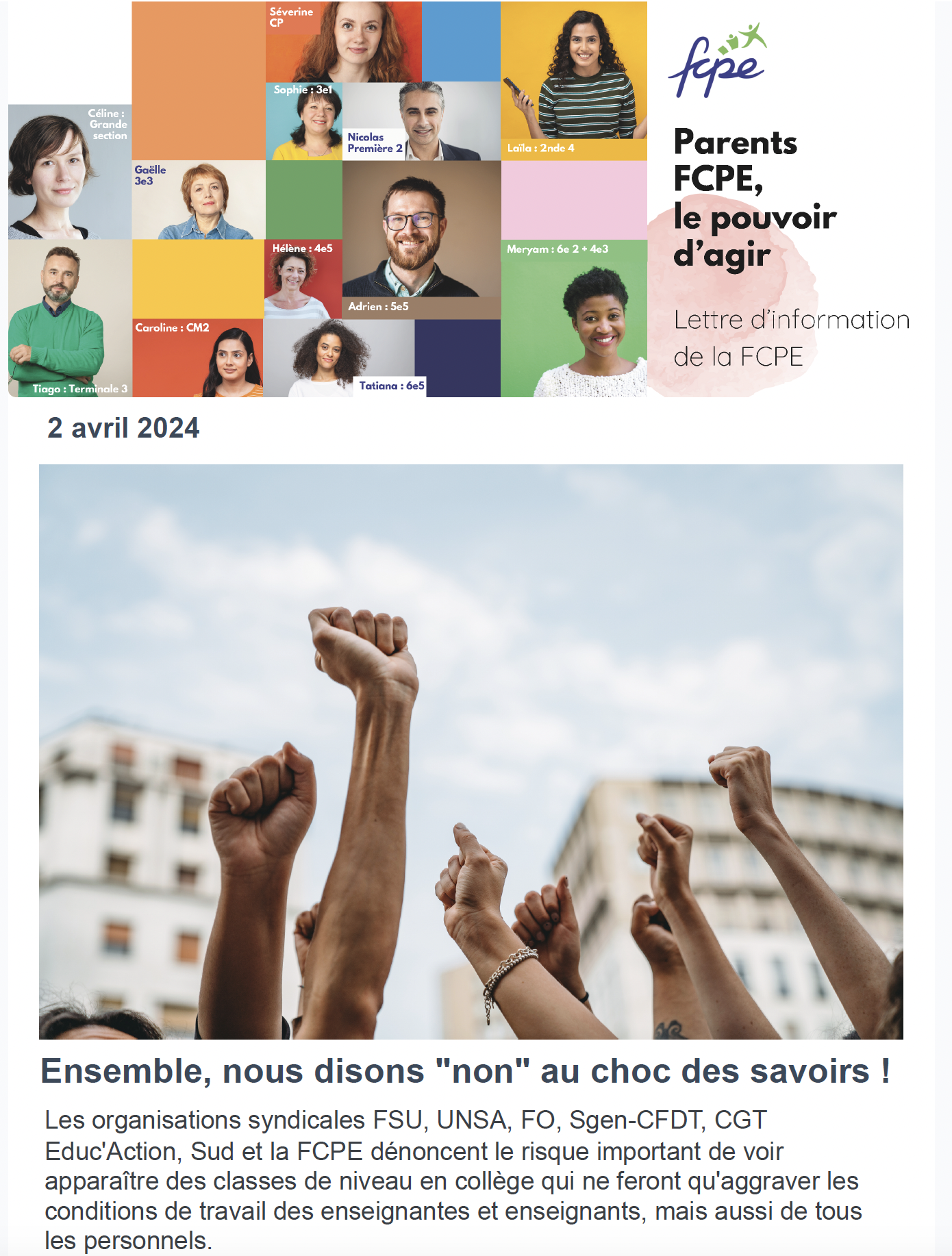 Lettre d'information pétition