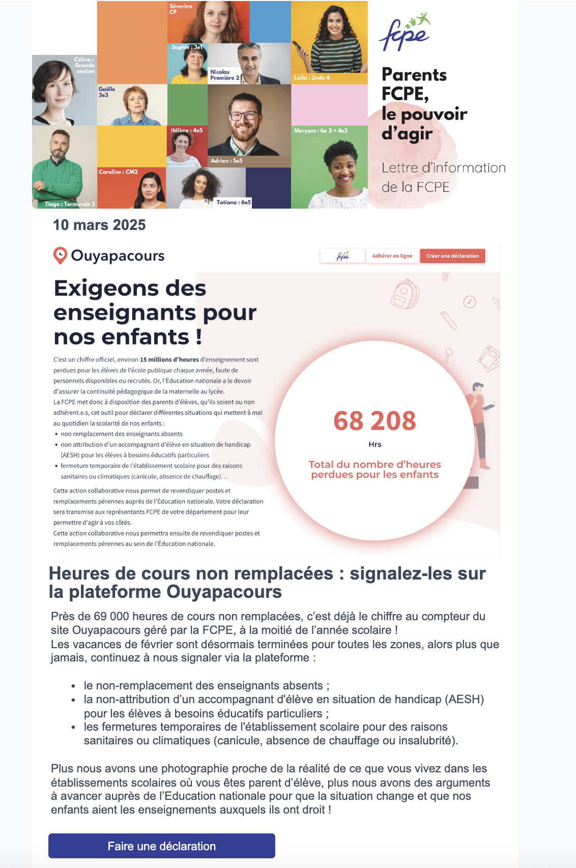 Lettre d'information spéciale Ouyapacours