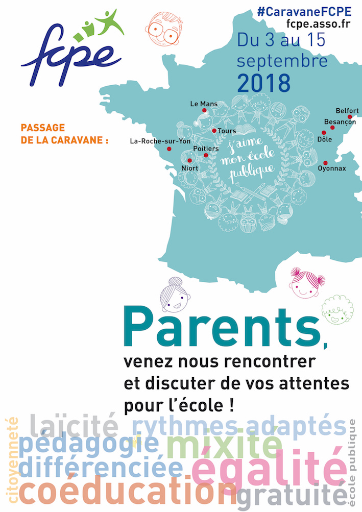 le parcours de la caravane FCPE d'est en ouest