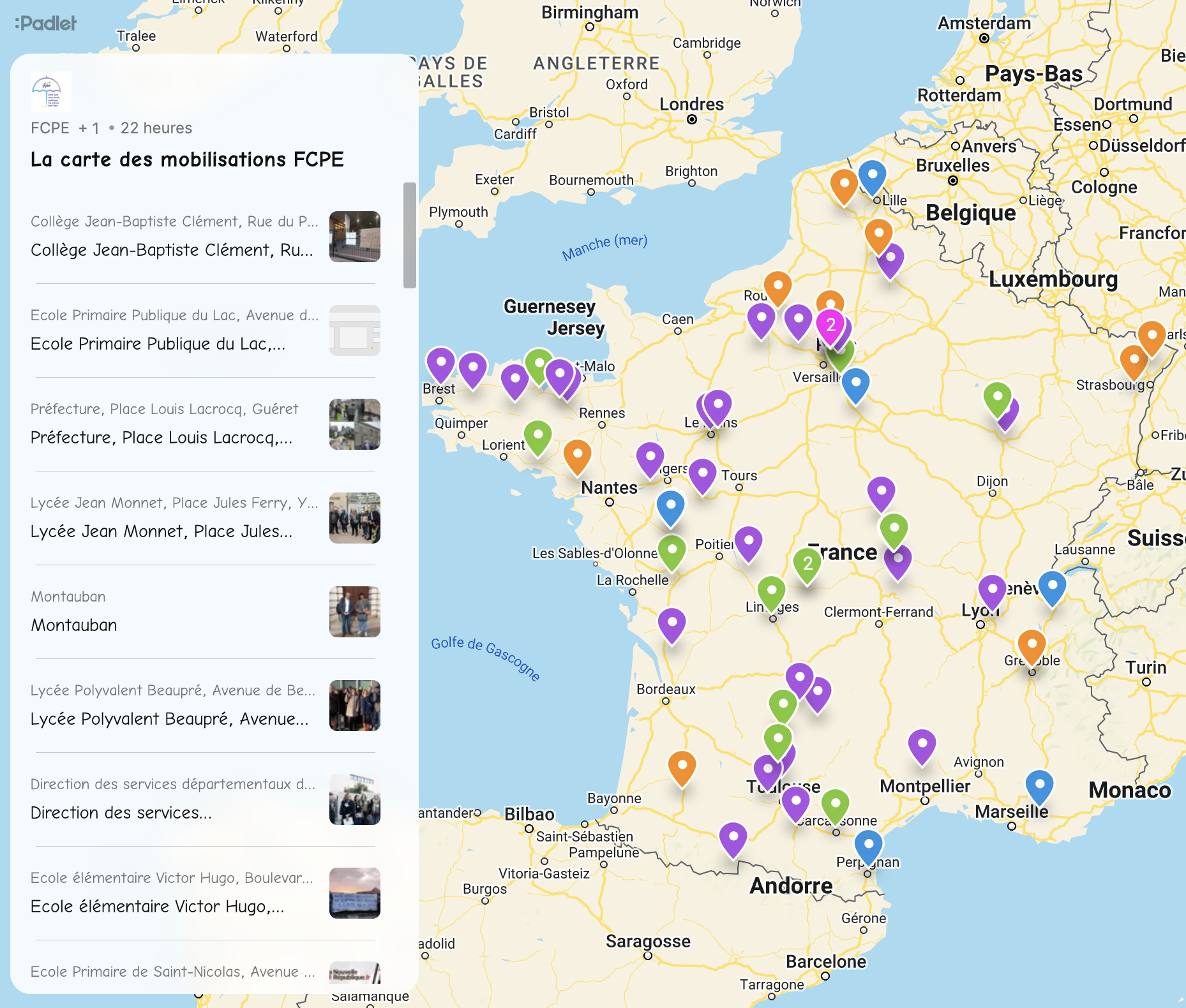 Padlet des mobilisations