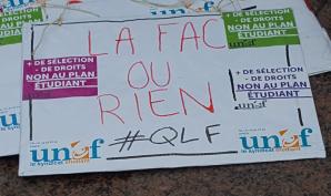 La fac ou rien : une banderole de la manifestation du 15 mars